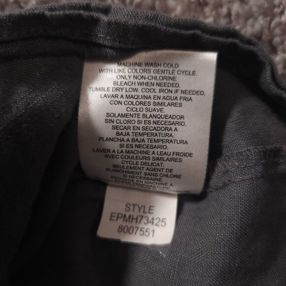 Ellen Tracy Linen Pullover Womens Large Gray 1/4 Zip Roll Tab Pockets Blouse - Picture 15 of 16